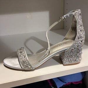 Bedazzled silver/pearl heels
